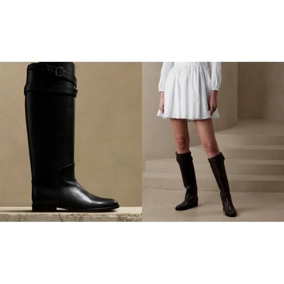 Banana Republic Cheval Leather Riding Boot Women Size 8.5 - Picture 1 of 14